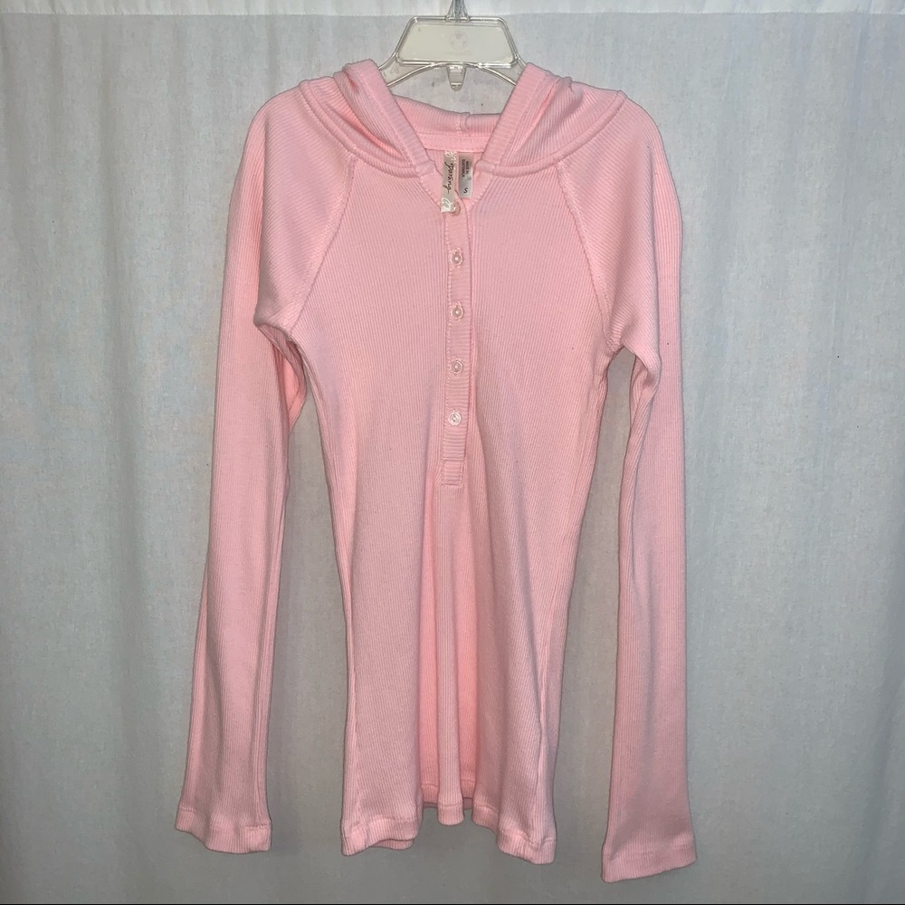 Parang‎ Thermal Long Sleeve Pullover Pink Hoodie Size S